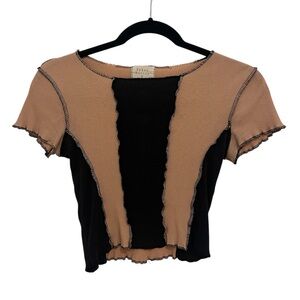 Trendy Black and Tan Women's Top